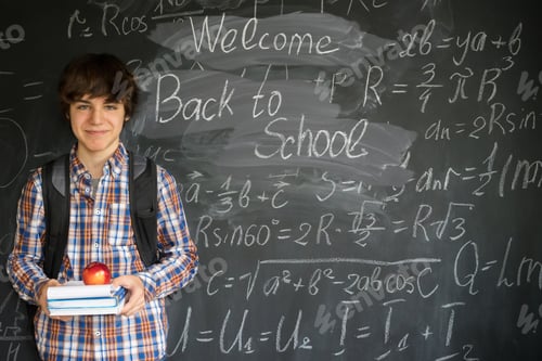 Preview: Boy and back to school black board