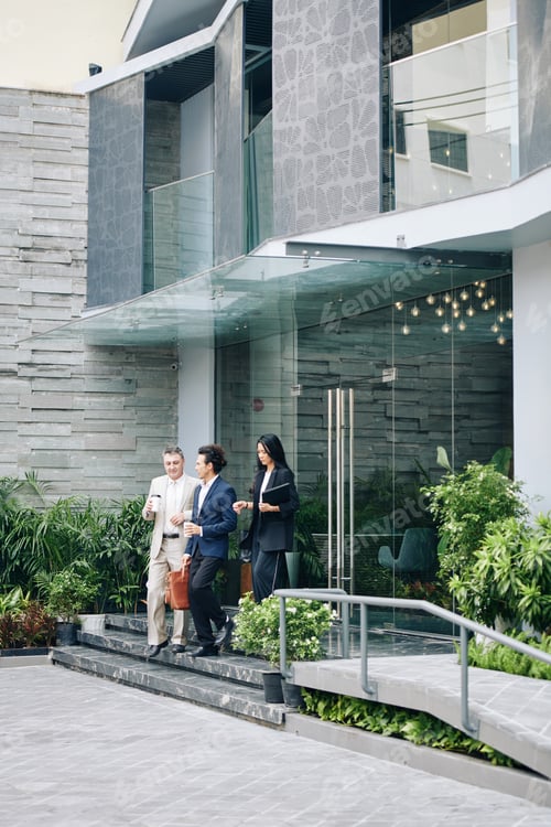 Preview: Business people leaving office