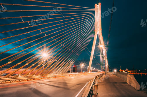 Preview: Vansu Bridge In Riga, Latvia. Shroud Bridge. Cable-Stayed Bridg