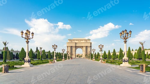 Preview: Arch entry Heydar Aliyev park, bignest park on Caucasus located in Ganja city Azerbaijan