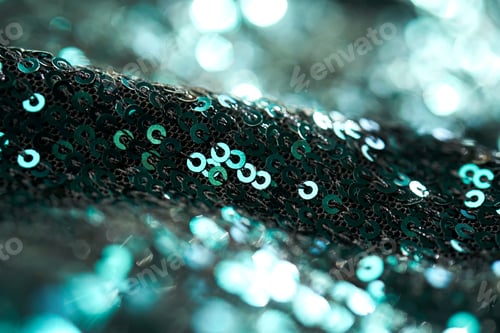 Preview: Christmas abstract background made of emerald green sequins.