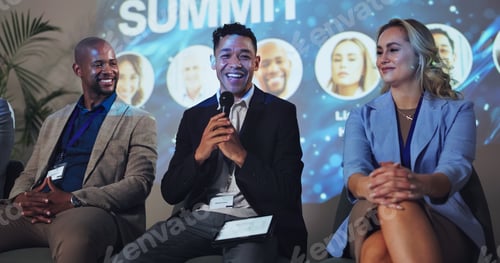 Preview: Conference, speech and keynote speaker with business people and technology for networking, industry