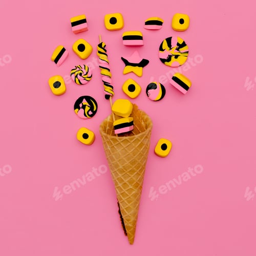 Preview: Candy Ice Cream. Sweet Fashion art. Flatlay