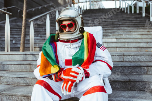 Preview: lgbt spaceman in a futuristic station