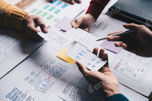 Preview: Business People Meeting to analyse and discuss and brainstorming the financial report chart data in
