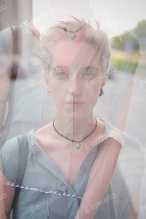 Preview: Double exsposure portait young woman