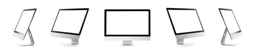 Preview: Computer monitor with blank screens isolated on white, collage