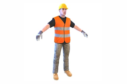 Preview: Construction Worker with Safety Vest and Hard Hat