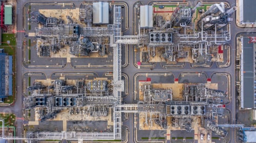 Preview: Oil and gas refinery plant form industry zone, Aerial view oil and gas industrial