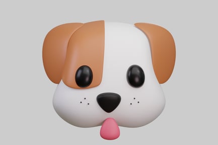 Preview: Cartoon dog head with brown ears and a black nose