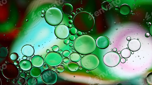 Preview: Abstract Colorful Food Oil Drops Bubbles and spheres Flowing on Water Surface