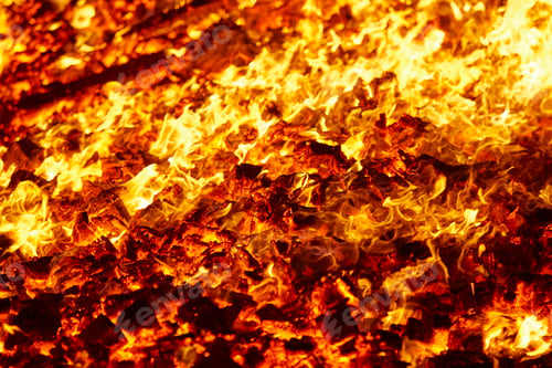 Preview: Burning fire, bonfire, fire fighting, flame ignition, embers, danger
