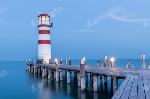 Preview: Podersdorf Lighthouse at Lake Neusiedler See at Sunrise Burgenland, Austria