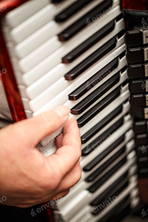 Preview: Hands playing an accordion instrument