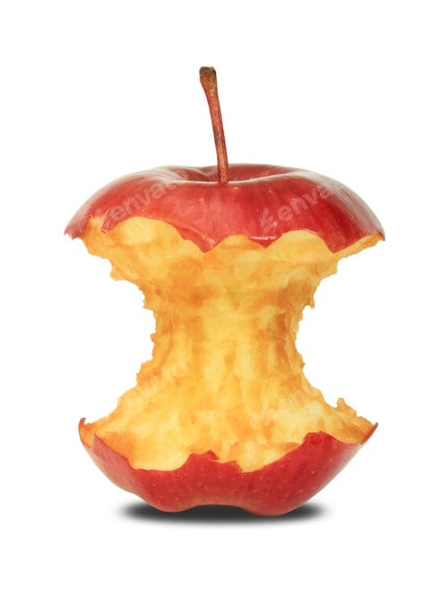 Preview: Red apple core on a white background