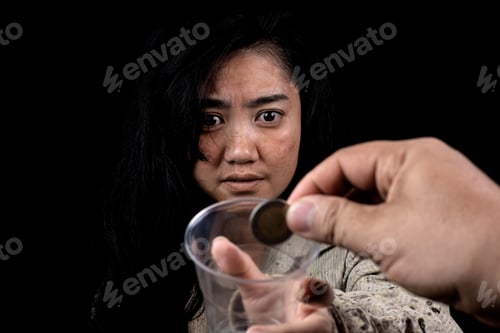 Preview: Young and dirty beggar asking for some money