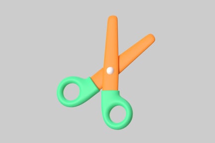 Visualização: Tesoura de desenho animado com cores pastel