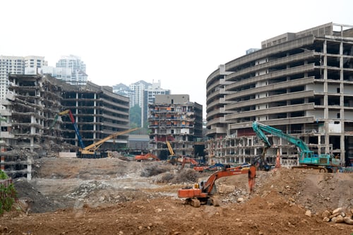 Preview: Pieces of Metal and Stone are Crumbling from Demolished Building Floors