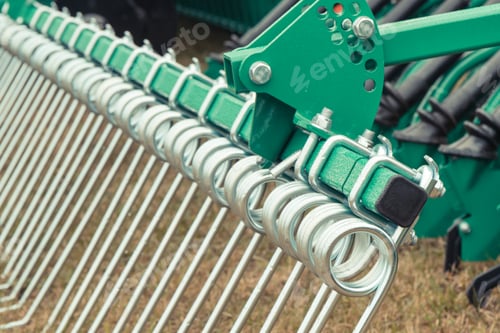 Preview: Detail of agricultural machine. Modern technology in agriculture concept