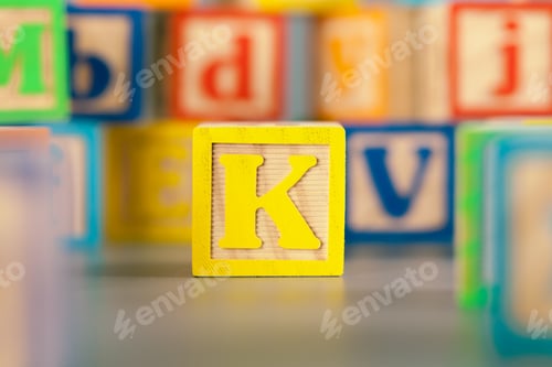 Preview: Photograph of colorful Wooden Block Letter K