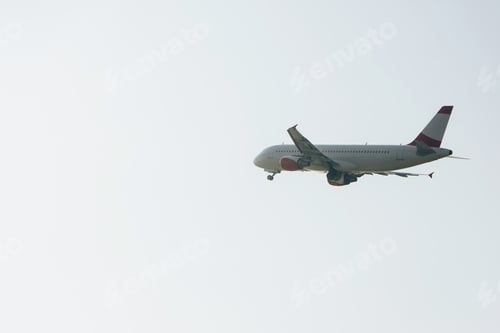 Preview: Flight departure of airplane with sky at background