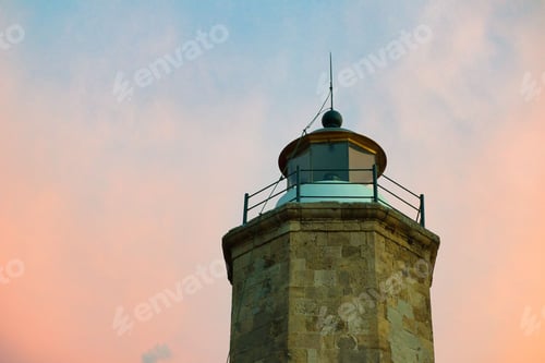 Preview: historic stone Lighthouse at sunset, Greece, Katakolo Lighthouse