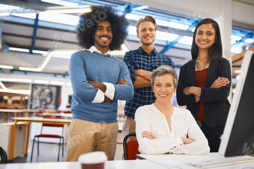 Preview: Cropped portrait of a team of designers working together in their office