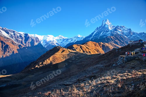 Preview: Scenic view at Annapurna massif in Himalaya mountains