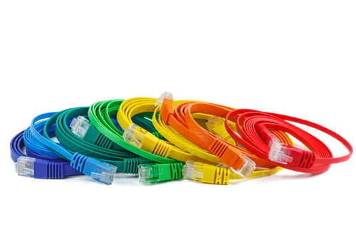 Preview: Flat ethernet (copper, RJ45) patchcords isolated on white background