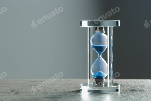 Preview: Close up hourglass on table. Close up
