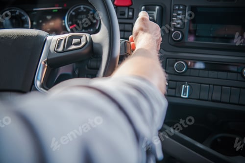 Preview: Semi Truck Driver Behind the Wheel Transportation Industry Theme