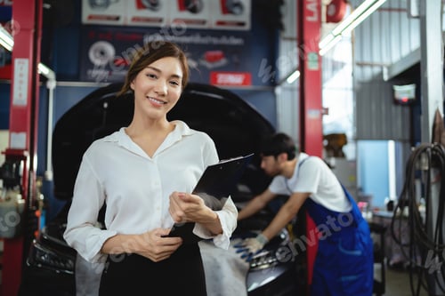 Preview: Portrait Asian female clients checking care services