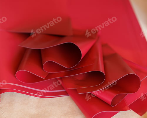 Preview: still life with bright beautiful red gift wrapping