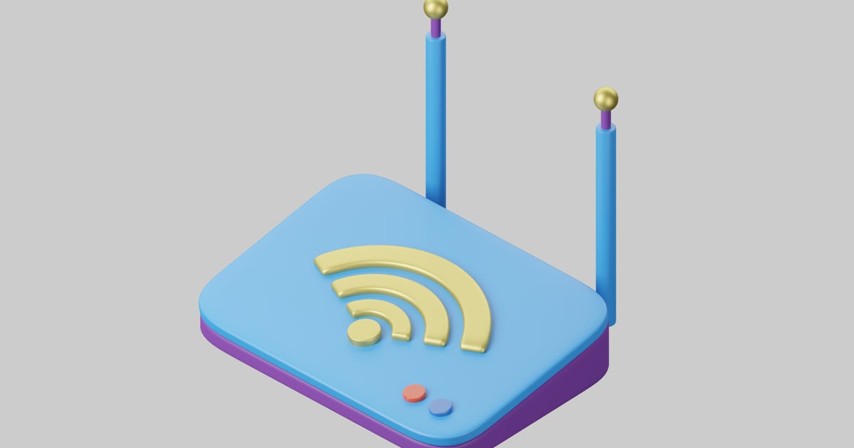 Colorful wireless router 3D, Incl. antenna & device - Envato