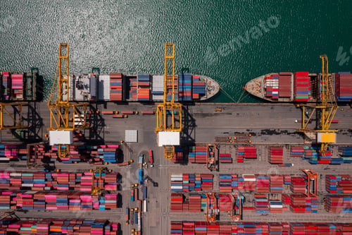 Preview: Aerial View of Cargo Ship at Dock