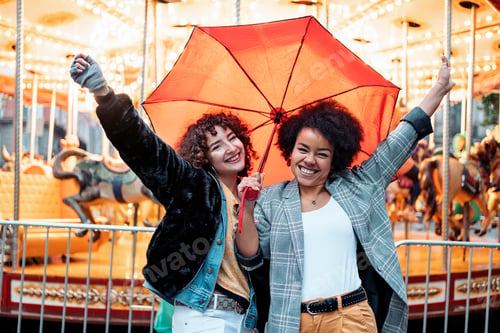 Preview: Cheerful Friends in Rainy Day