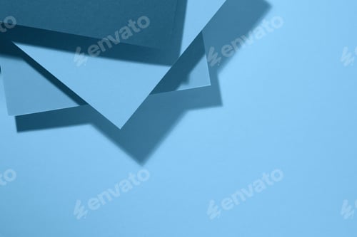 Preview: Modern blue background with sheets of paper with shadow. Template for business