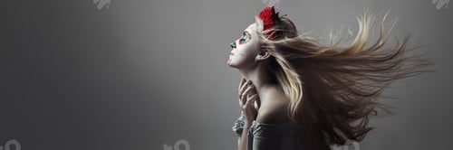 Preview: Side Profile of Woman with Face Paint, Wide Banner
