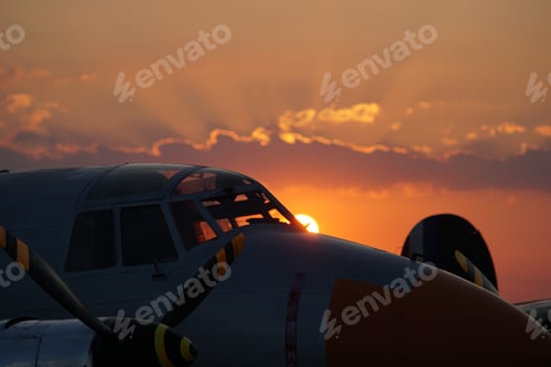 Preview: Fokker DR I during the orange beautiful sunset