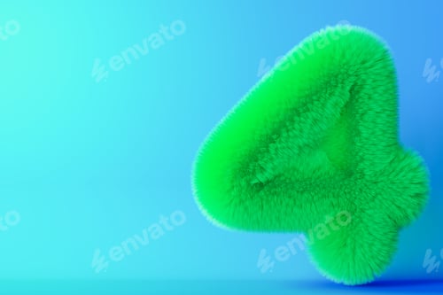 Preview: Playful, fluffy number four on gradient background. Green symbol 4.