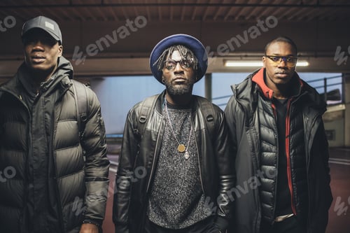Preview: portrait of young african men posing in the street and looking camera