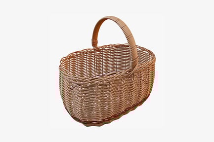 Preview: Empty wicker basket with handle