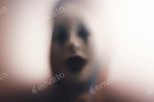 Preview: Shadowy figure behind glass - horror background