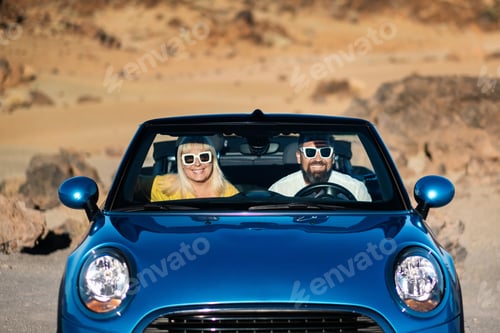 Preview: a pair of glasses sit in a car on the island of Tenerife in the crater of the Teide volcano, Spain