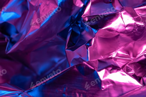 Preview: Closeup shot of crumpled colorful foil paper