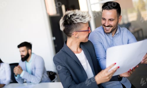 Preview: Business people having fun in modern office
