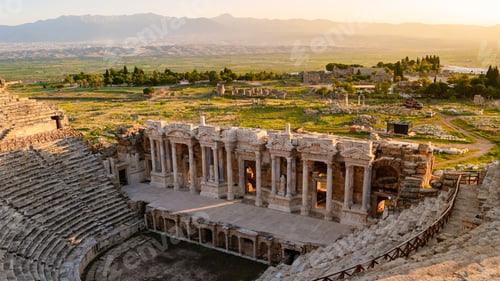 Preview: Hierapolis ancient city Pamukkale Turkey during sunset