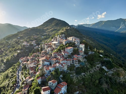 Preview: Aerial shot of the town of Triora in Liguria