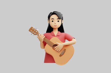 Preview: Lady with Guitar and Mobile Phone