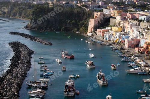 Preview: Beautiful fishing village, Marina Corricella on Procida Island, Bay of Naples, Italy.